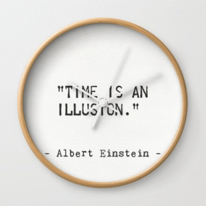 Time is an Illusion quote by Einstein on a watch image, representing the mysterious nature of time and its philosophical and scientific depth.