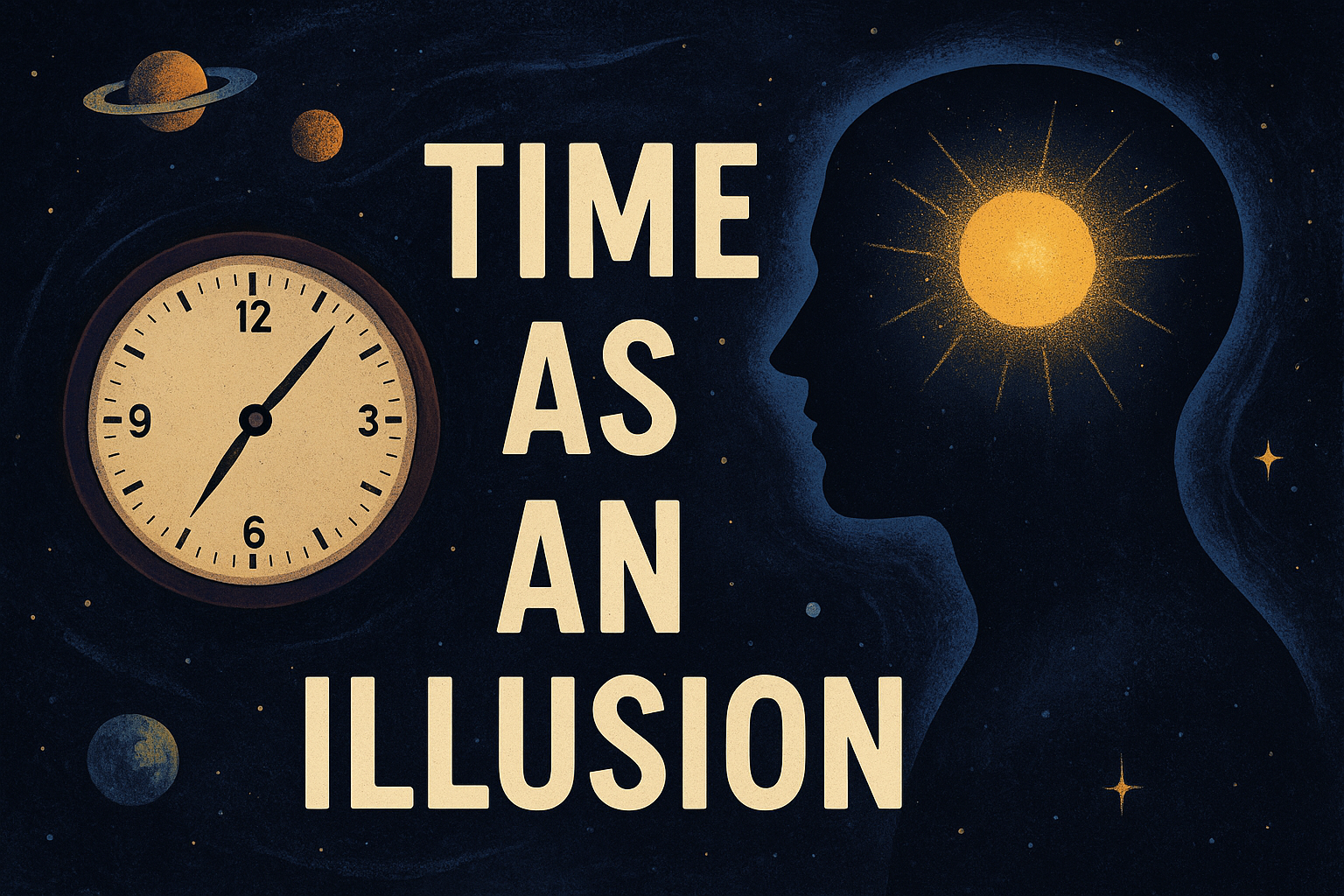 “Illustration of Time as an Illusion in Science and Spirituality”